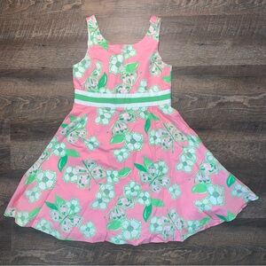 Lilly Pulitzer Mini Gosling Dress Girls Pink/Green Flowers Butterflies Size 14